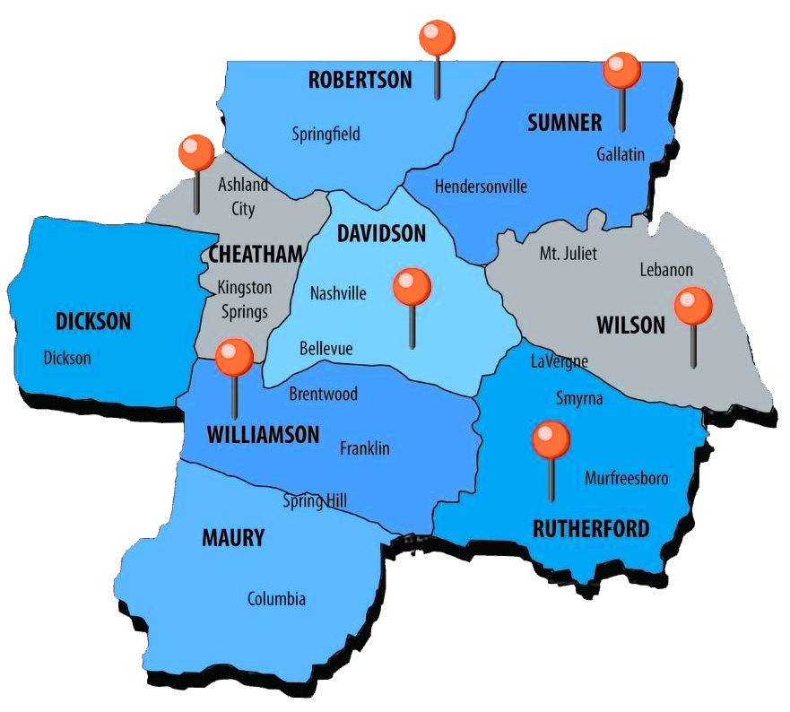 Map of Sumner County Cities - ExS Group Water Leak Detection Services Sumner County.